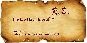 Radovits Dezső névjegykártya